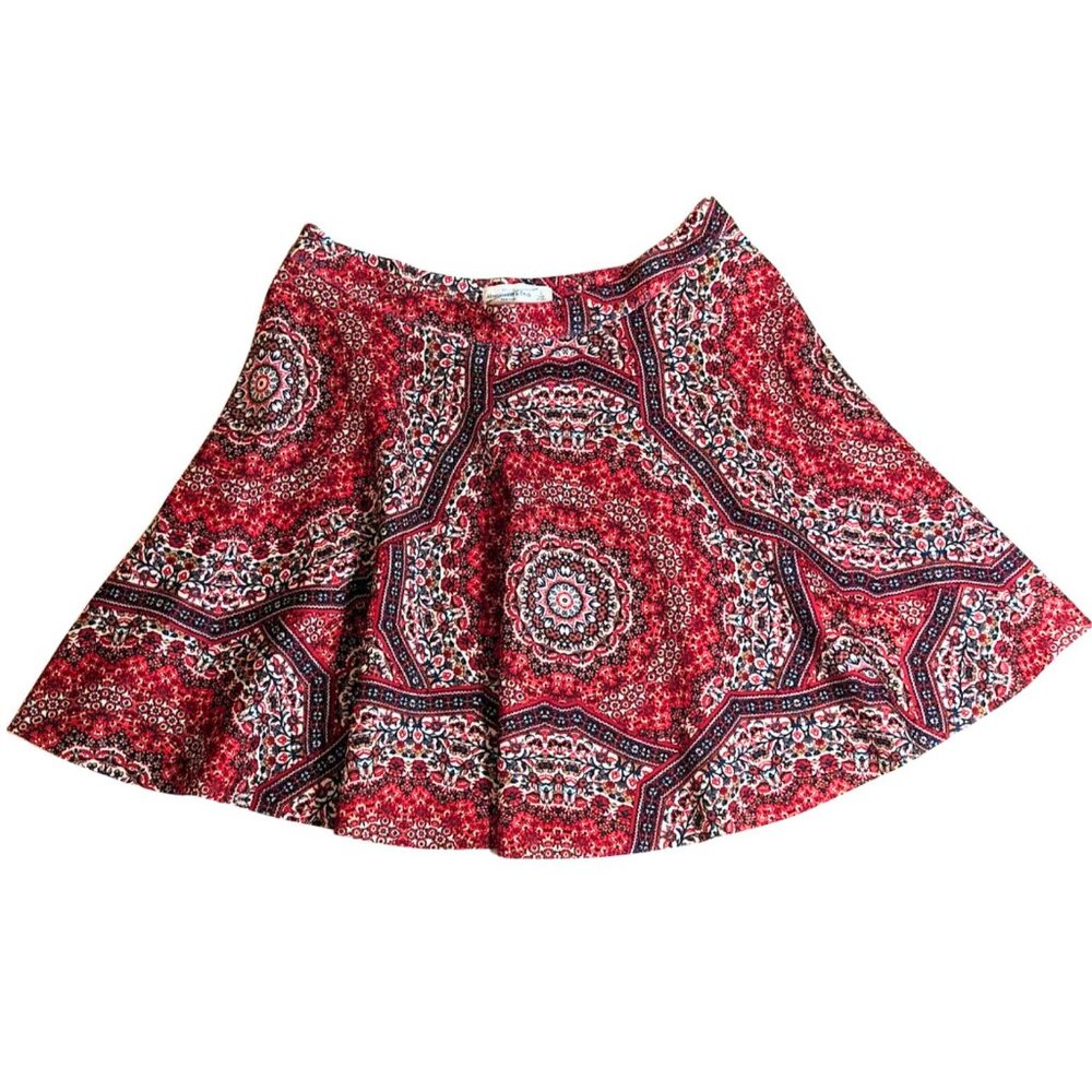 VTG Y2K Abercrombie & Fitch Skirt Womens Size L Scuba Paisley Swing Mini Skater
